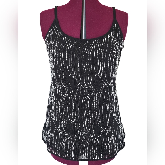 White House Black Market Tops - NWT White House Black Market Black Pearl Beaded Camisole Size M